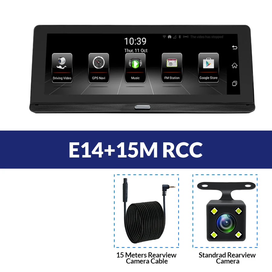 E14-15M RCC E-ACE E14 Автомобильные видеорегистраторы 4G Android 8,0 дюймов видеорегистратор 1080P видео рекордер gps навигация ADAS Dashcam с камерой заднего вида авто Dvr - Название цвета: E14-15M RCC