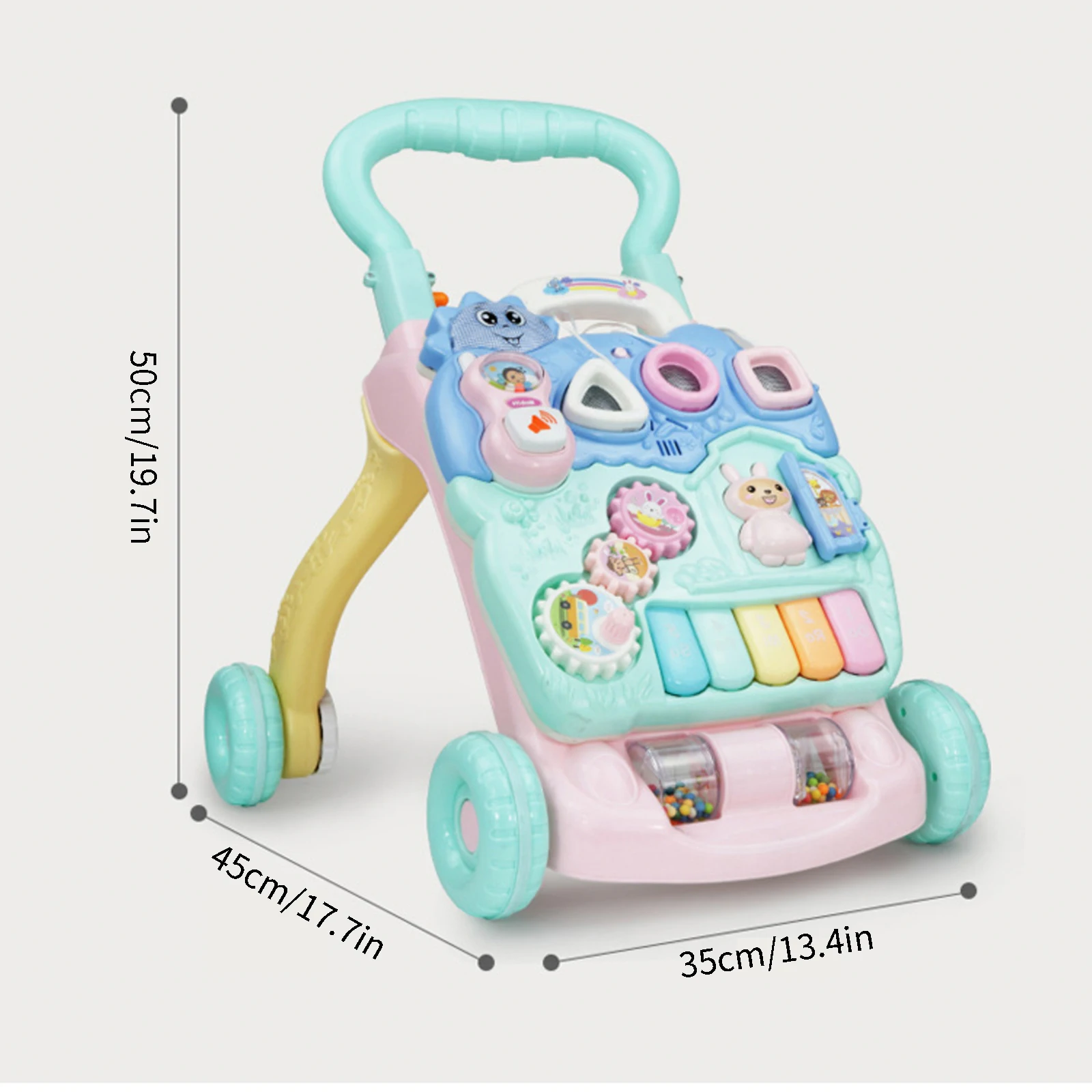 

Baby Walker Toddler Trolley Sit-To-Stand ABS Musical Walker Kids Early Learning Educational Push Toy With Drawing Board Kid Gift
