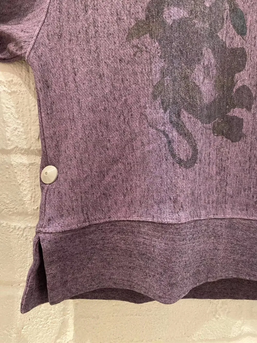 

Women's Purple Sweatshirt Hem Slit Ink Painted Letters Print O-neck Casual Tops 2020 Autumn New Fashion