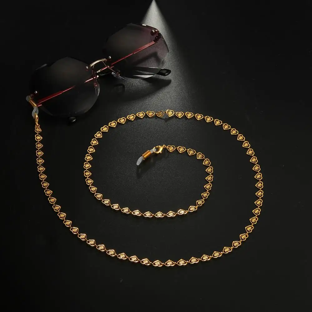 Женская позолоченная цепочка для солнцезащитных очков в форме сердца|Аксессуары