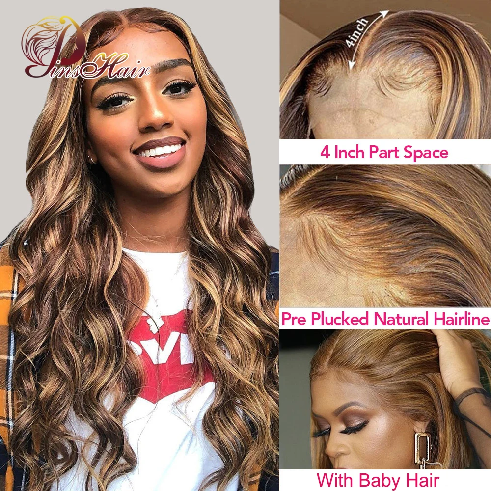 

Парик женский из натуральных бразильских волос, 30 дюймов, 4/27 дюймов