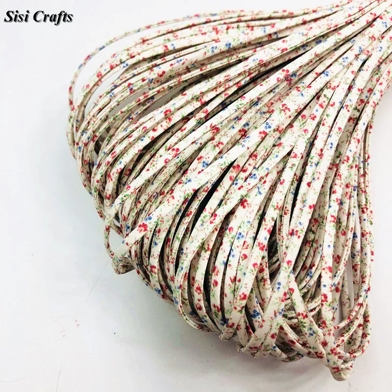 Sisi Crafts Bracelet Material Flower Printed 3mm Floral Cords Necklace Faux Leather PU Ribbon DIY Jewelry Making Accessories 1M | Дом и сад