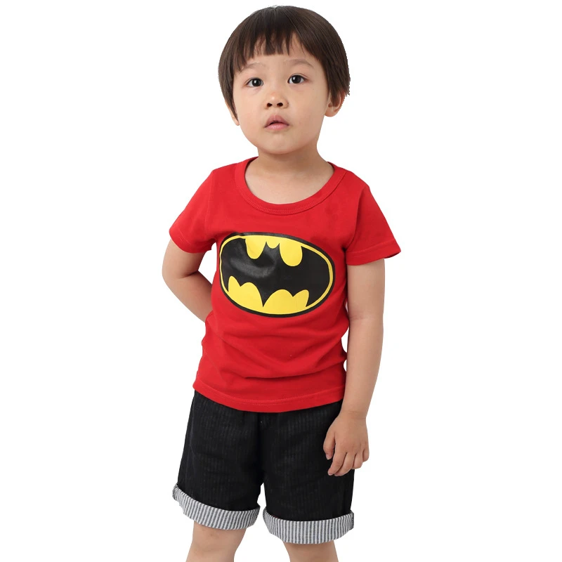 Футболки с героями мультфильмов летняя футболка Бэтменом забавная для мальчиков
