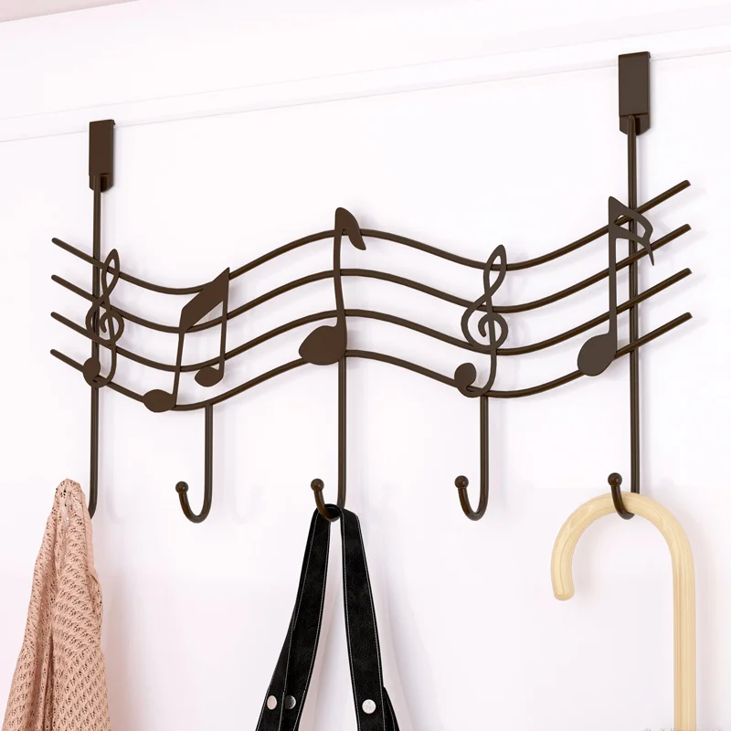 

Over The Door Hanger Rack 5 Hooks Home Office Bathroom Coat Towel Musical Note HEE889