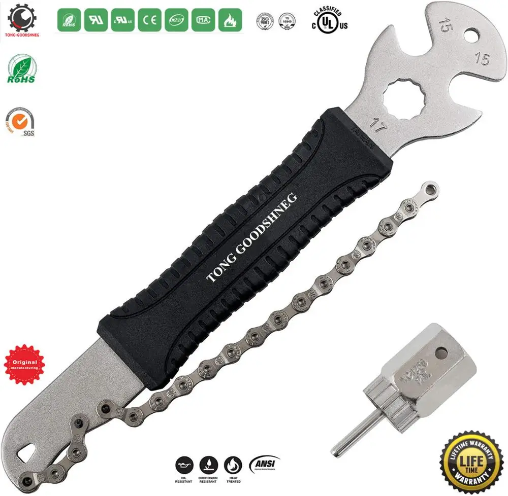 

Bike Bicycle Cassette Freewheel Removal Tool Chain Whip with 15mm Pedal Wrench 2 in 1 - Great for 5-12 Speed Road Mountain Bike