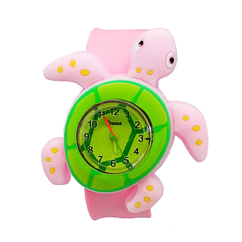 High Quality Children Watch for Girls Baby Gift 3D Minnie Turtle Pat Flap Wrist Watch Child Sports Students Clock Kids Watches - Цвет: turtle - pink
