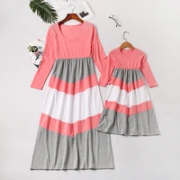 spring mother daughter dress striped long sleeve mommy and me matching dresses clothes mom mum mama baby women girls outfits