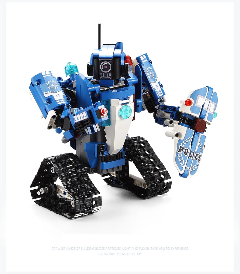 Technic 2,4 Ghz rc трансформация гусеничный полицейский робот строительный блок со звуковым кирпичом полицейский автомобиль радиоуправляемые игрушки