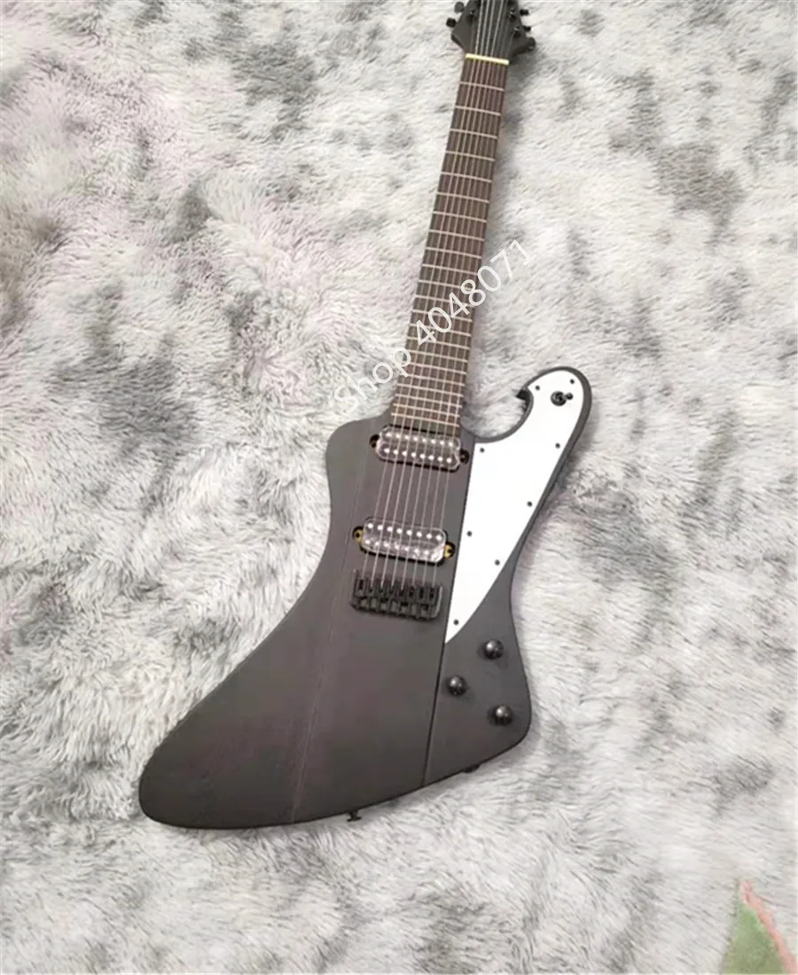 Бесплатная доставка 8-струнная матовая прозрачная черная электрогитара в форме