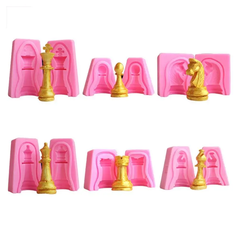 

Chess Shape Silicone Mould Fondant Clay Cake Baking Epoxy Molds DIY Decoration X5QD