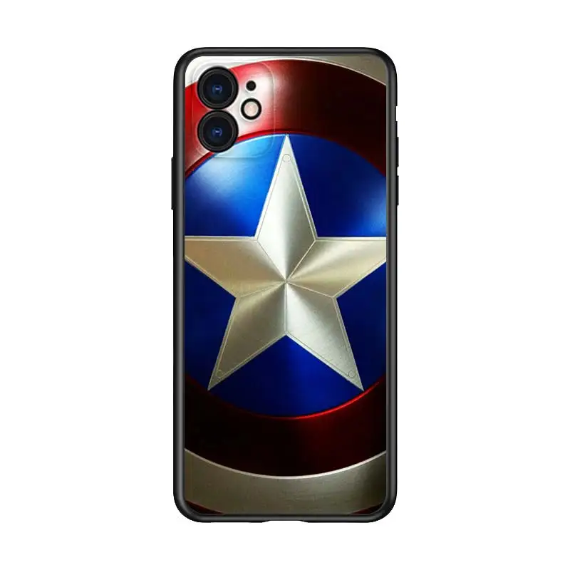 

Avengers Shield Marvel for Apple iPhone 12 Pro Max Mini 11 Pro XS Max X XR 6S 6 7 8 Plus 5S SE2020 Soft Black Phone Case