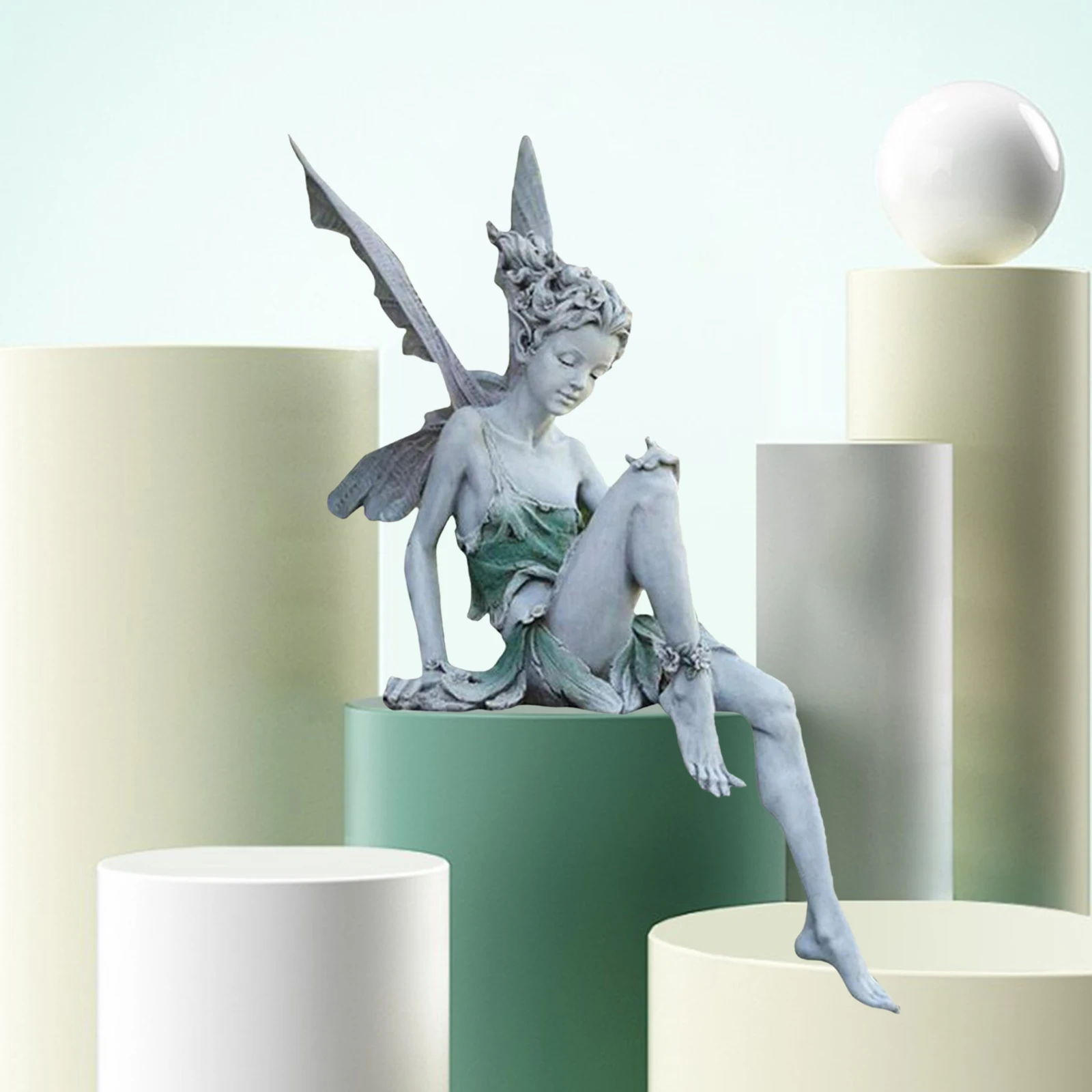

Sitting Fairy Statue Garden Ornament Resin Craft Landscaping Yard Decoration Outdoor Indoor Figurines Garden Accessories