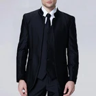 Мужские костюмы черного цвета на заказ, Свадебный Блейзер, праздничный костюм, вечерний костюм, одежда для жениха, лучшая мужская одежда, костюм из 3 предметов (пиджак + штаны + жилет)