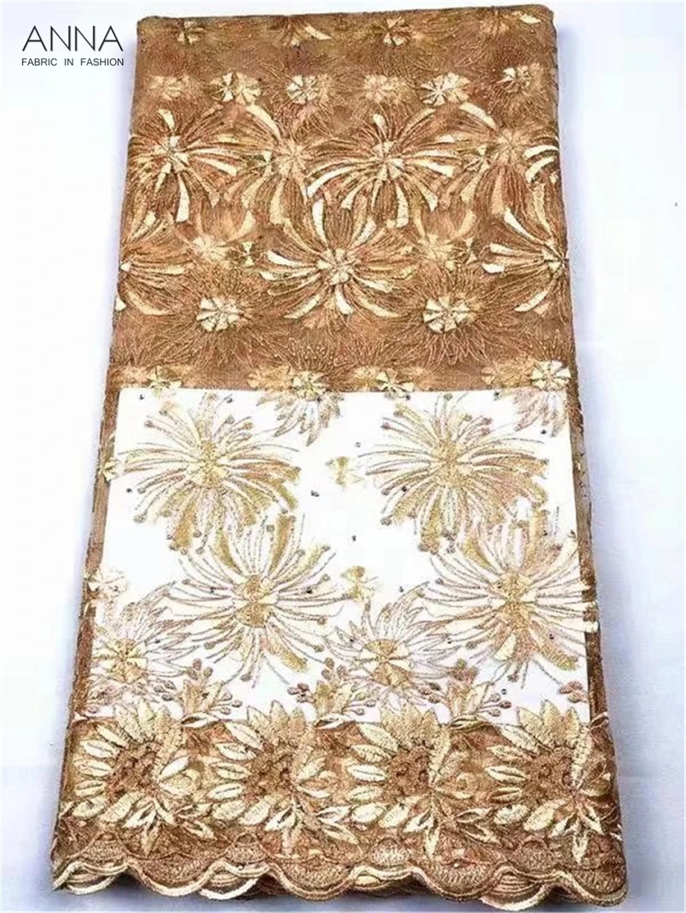 Анна зеленая вышитая африканская сетчатая кружевная ткань в нигерийском стиле с