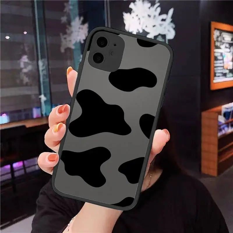 

cow Phone Cases matte transparent For iphone 7 8 11 12 plus mini x xs xr pro max cover