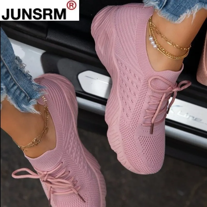 

2021 New Women's Breathable Shoes Sneakers Mesh Lace-up Fashion Women's Casual Shoes Outdoor Running Sneakers Vulcanized Shoes