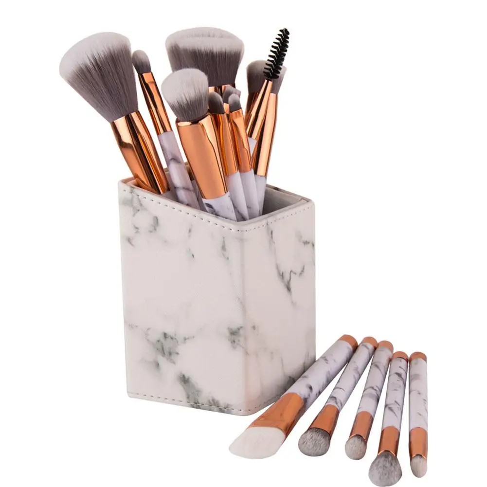Portable Makeup Brush Holder Marble Grain Square Case Cosmetic Desktop Storage Bucket Travel Home Organizer | Красота и здоровье