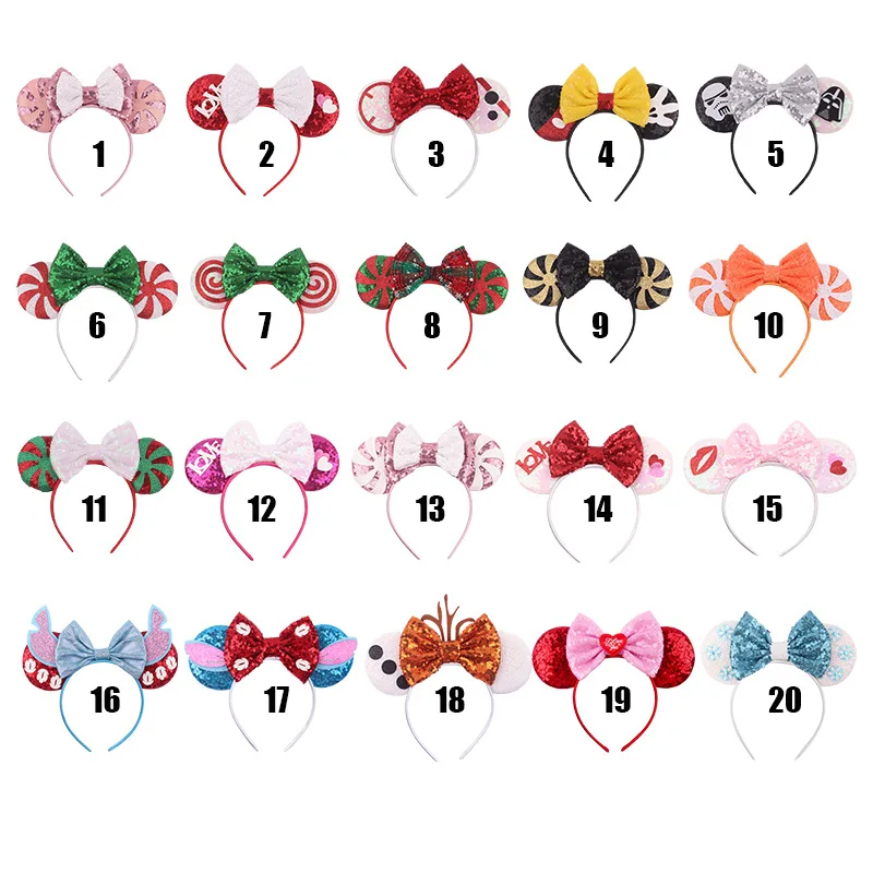 1 шт. повязка на голову с Минни и блестками Женская Праздничная бантами