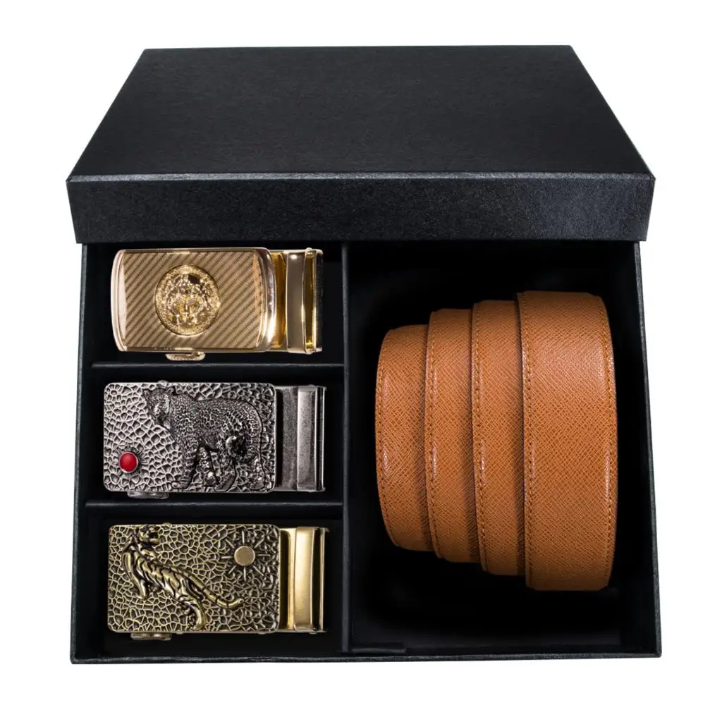 Ремень DiBanGu мужской с автоматической пряжкой модный коричневый пояс из