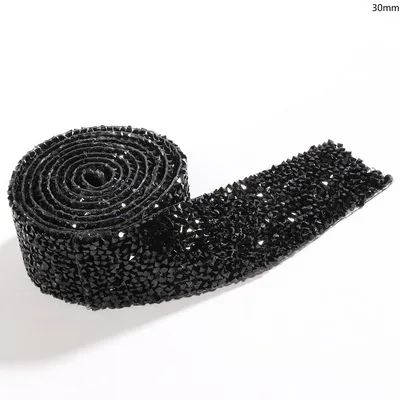 3cm-Black 1 ярд швейная отделка орнамент из кристаллов Стразы горячей фиксации горный хрусталь лента аппликатор лента со стразами железо на аппликации для платьев - Цвет: 3cm-Black