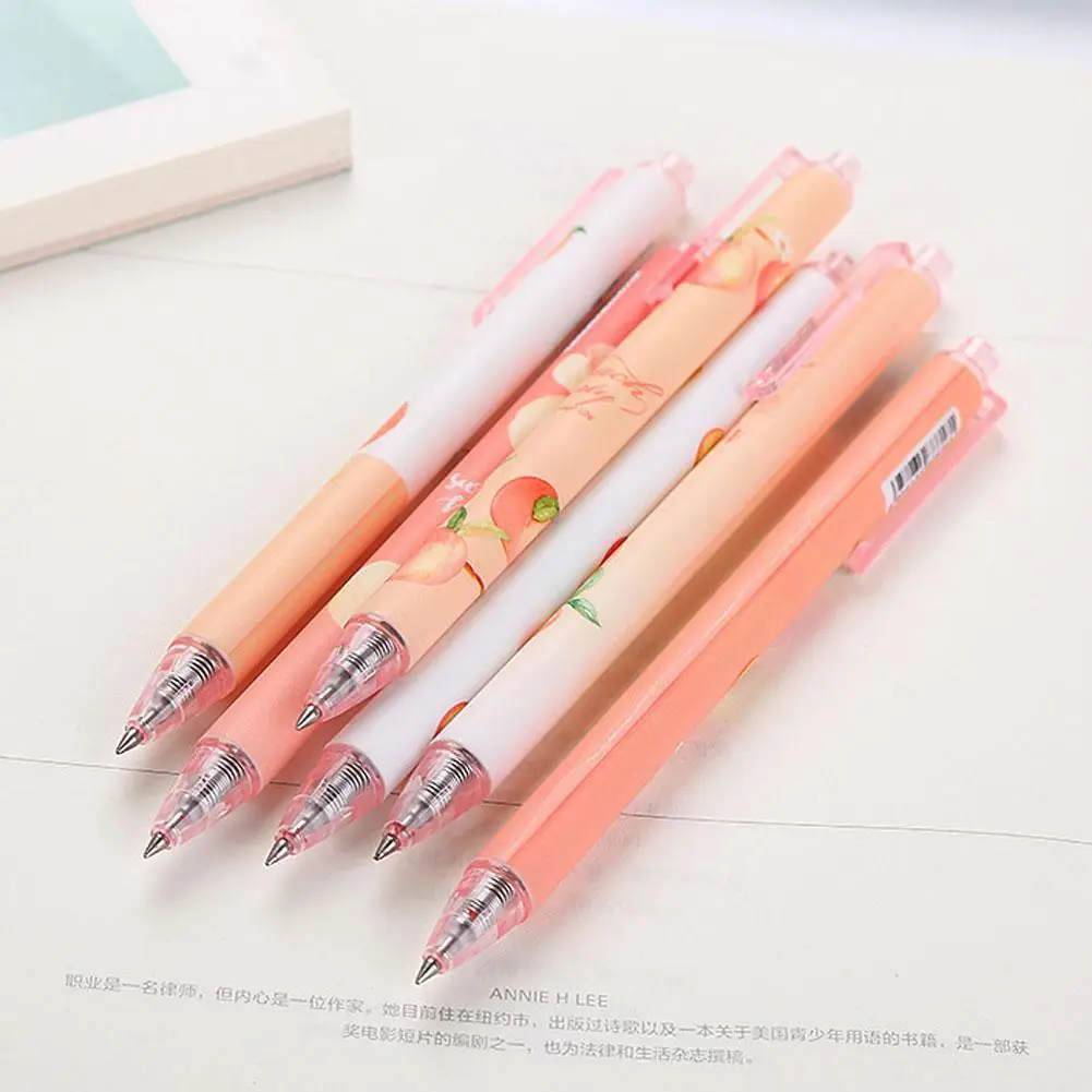 

1Pcs Cute Peach Press Gel Pen Fruit 0.5 Black Ink Gel Stationery Office School Press Novelty Automatic Gift Kids Random Pen L8A4