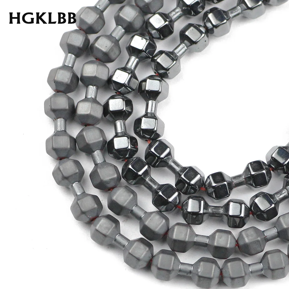 

Гладкая/матовая черная гематитовая гантеля HGKLBB, штанга в Форме Натурального Камня, свободные бусины для фотоаксессуаров «сделай сам»