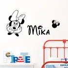 Виниловые наклейки на стену с изображением Микки Мауса и Минни Маус, индивидуальное именное имя для детской комнаты, аксессуары для дома 0311