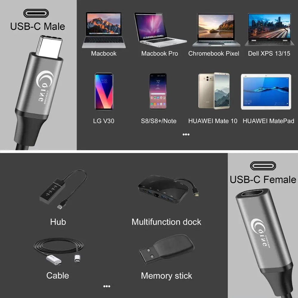 USB C кабель-удлинитель для мужского и женского пола Тип удлинитель шнура USB-C Thunderbolt