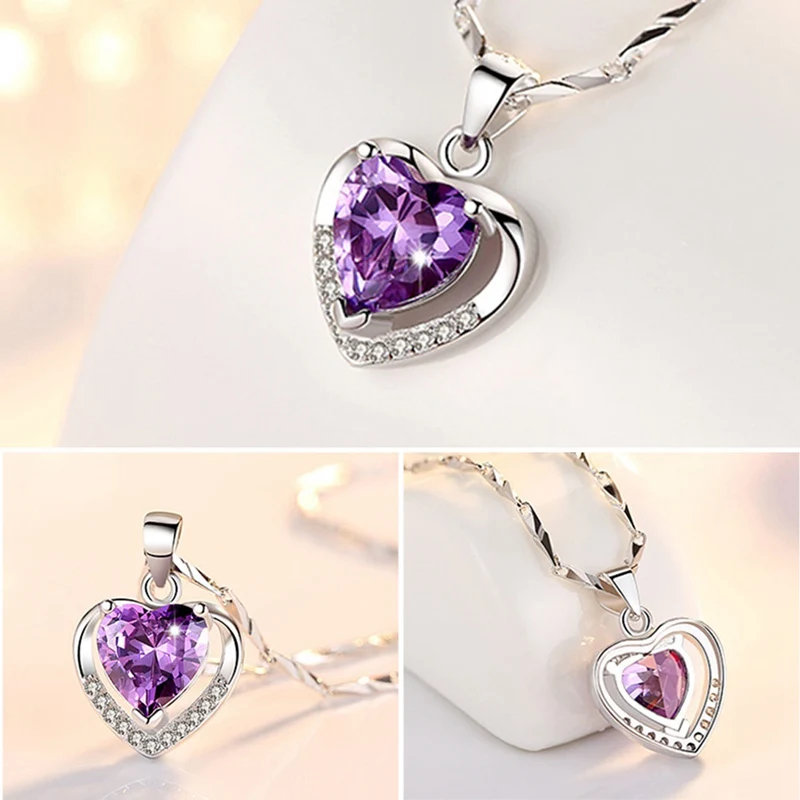 Милое ожерелье с подвеской вечное сердце цветной кулон в форме сердца синее