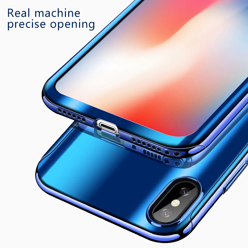 Зеркальный чехол с полным покрытием 360 градусов для iPhone 7 8 Plus X XS MAX XR жесткий