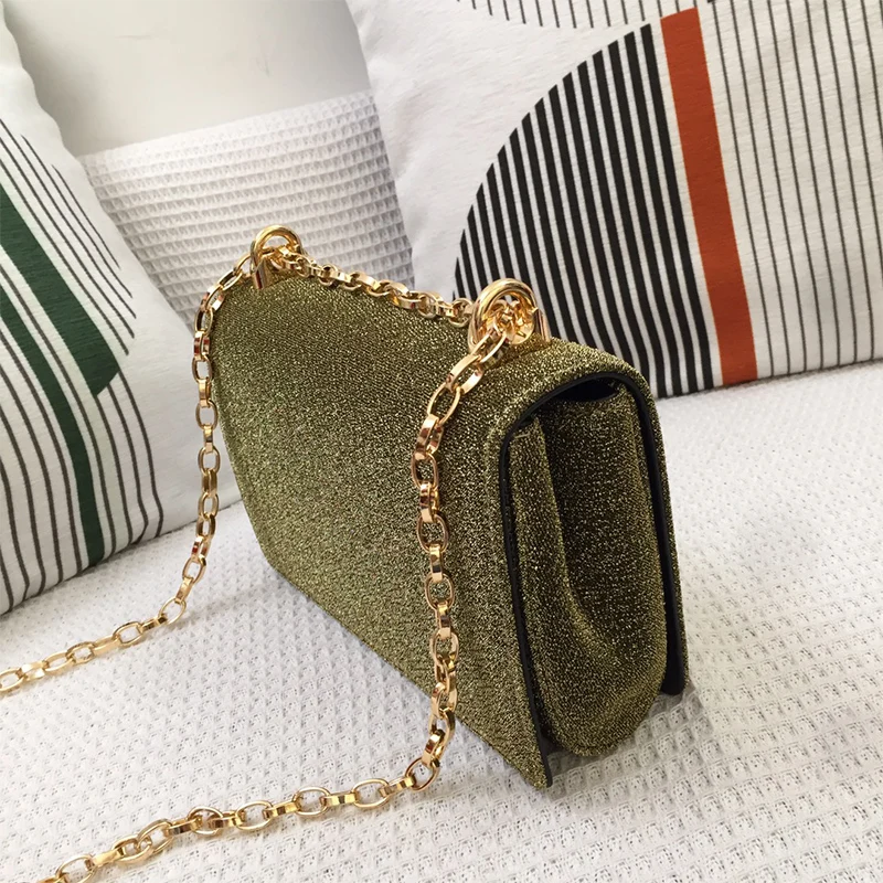 

Retro heavy industry solid color new head layer cowhide sequins chain one-shoulder diagonal chain female small square bag