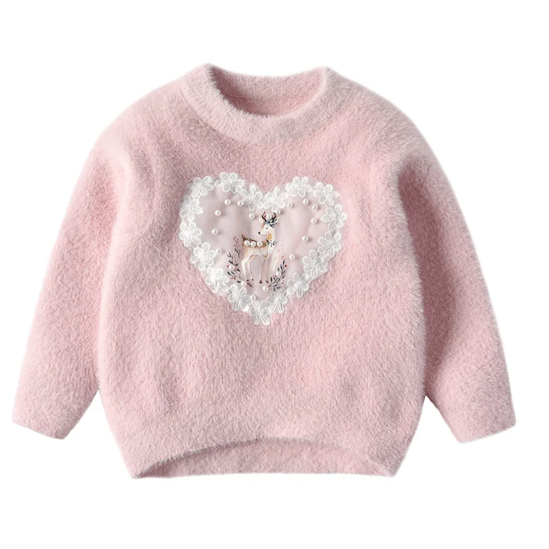 Зимняя вязаная детская одежда свитер для маленьких девочек милый пуловер с