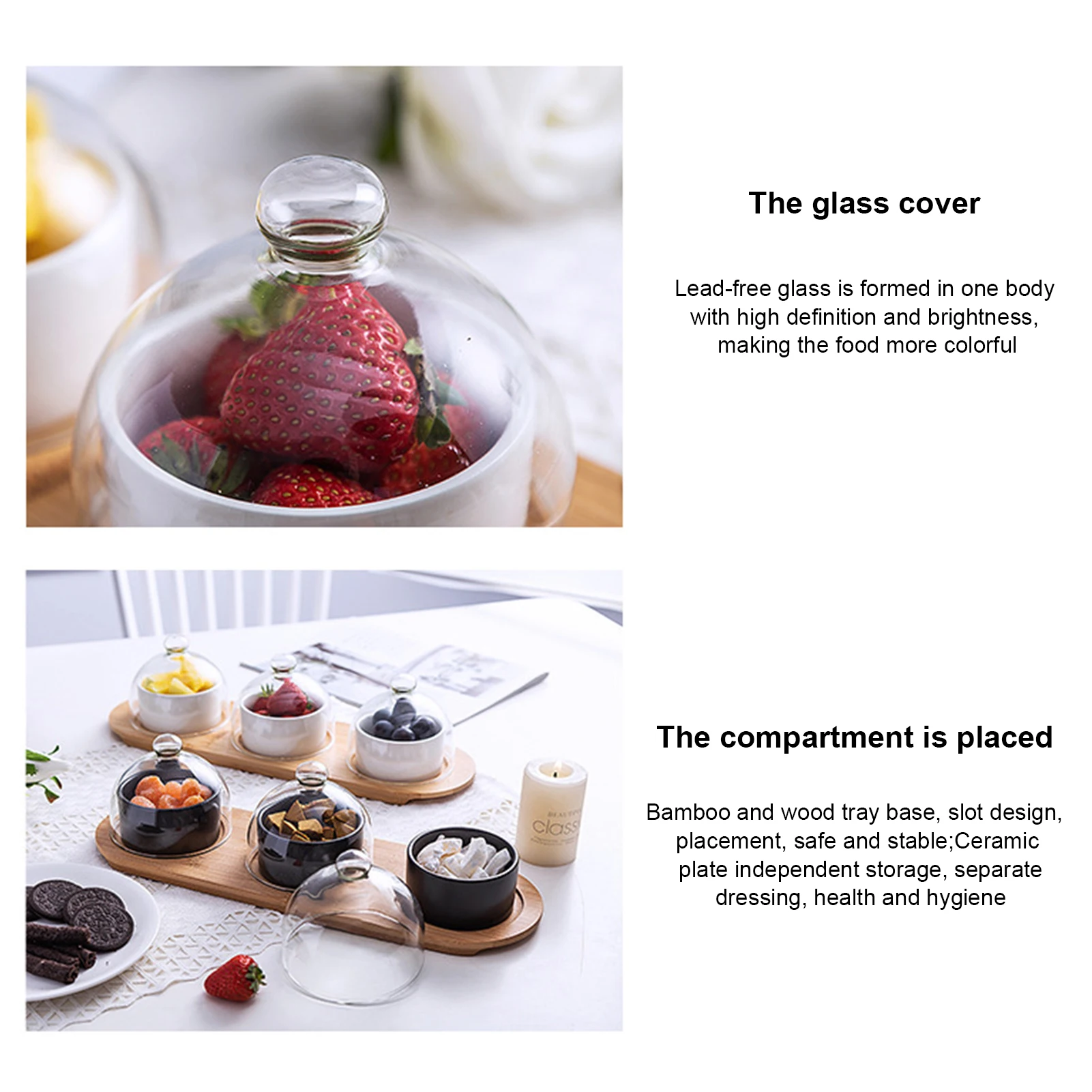 

Ceramic Baking Cake Mold Three-compartment Set With Lid Dessert Bowl Ice Cream Cup