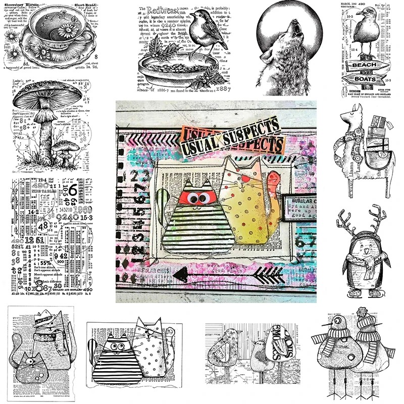 Милые кошки чайки Воющий волк Альпака спутанные цифры Прозрачная силиконовая