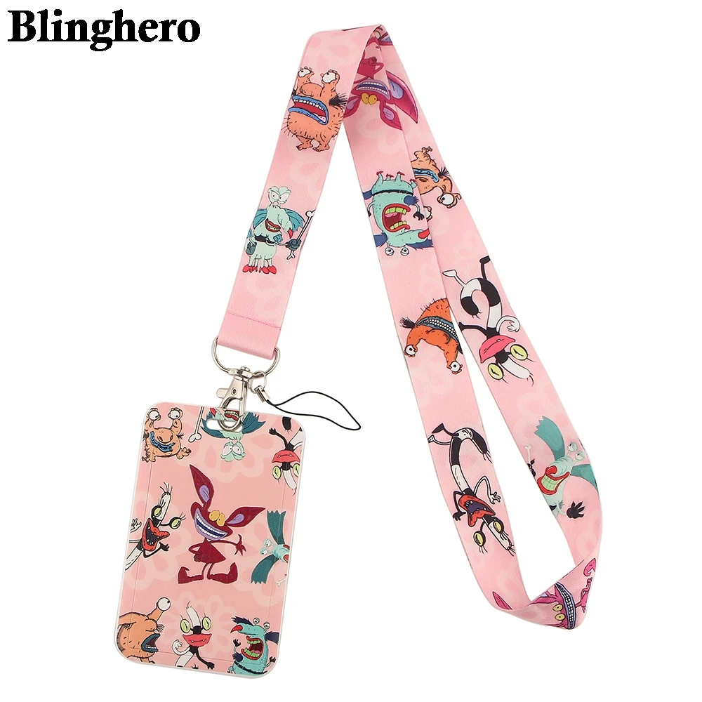 CB426 мультфильм животных Розовый шейный ремешок держатель для карт Значок