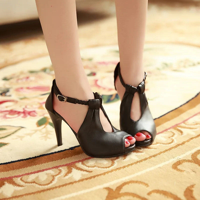 

Женские сандалии, летние туфли-лодочки с открытым носком, плиссированные женские туфли, Классические Модные женские сандалии на высоком ка...