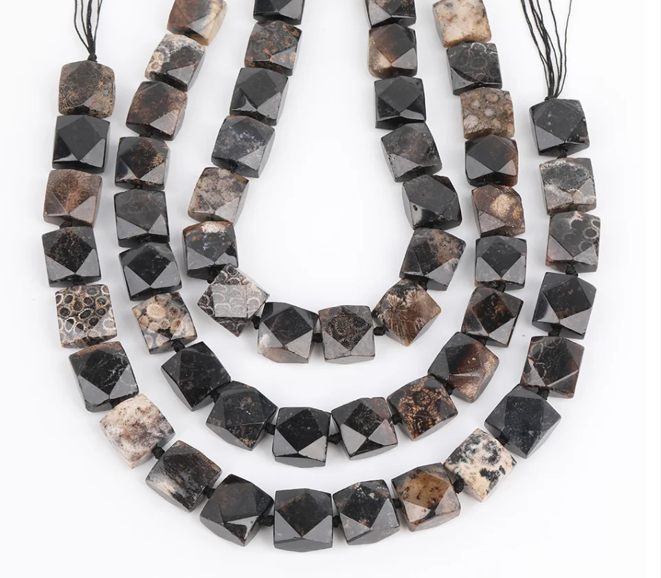 

Blue Color Square Coral Jades Slice Spacer Beads Jewelry Craft Women,Nugget Flower Fossils Cube Beads Necklace DIY EF-CT-317AMFJ