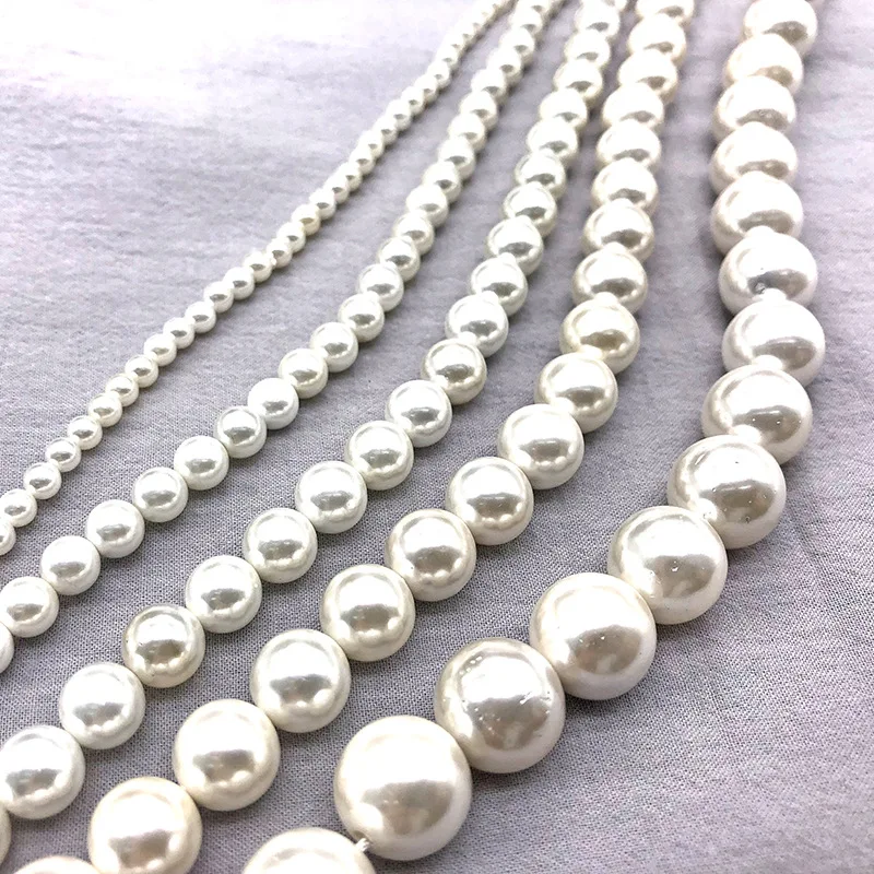 Жемчужные бусины круглые жемчужные белого цвета для изготовления ювелирных