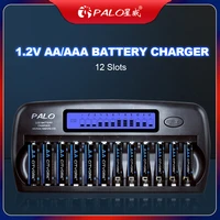 palo 8 16 slots lcd display intelligent battery charger fast charge device for 1 2v aa aaa ni mh nicd 2a 3a rechargeable battery