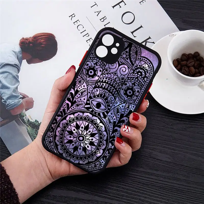 

Hamsa Finger writing Phone Cases Transparent Matte for iPhone 7 8 11 12 s mini pro X XS XR MAX Plus cover funda