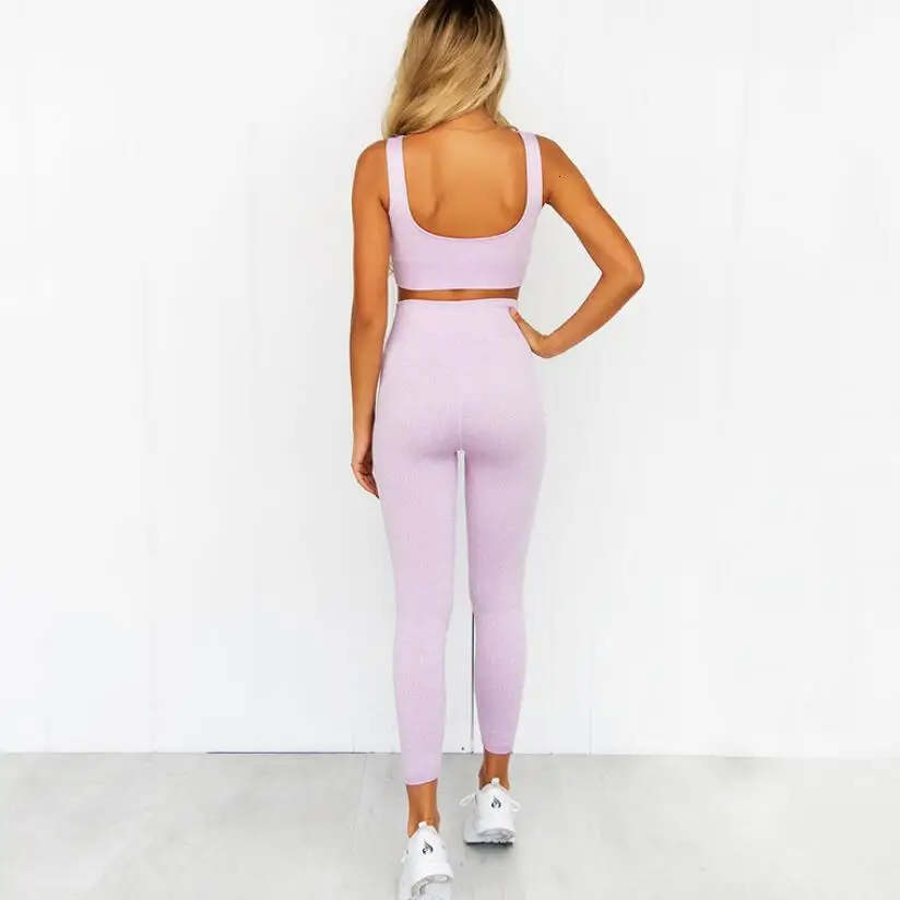 Женские Бесшовные комплекты для йоги из 2 предметов комплект фитнеса
