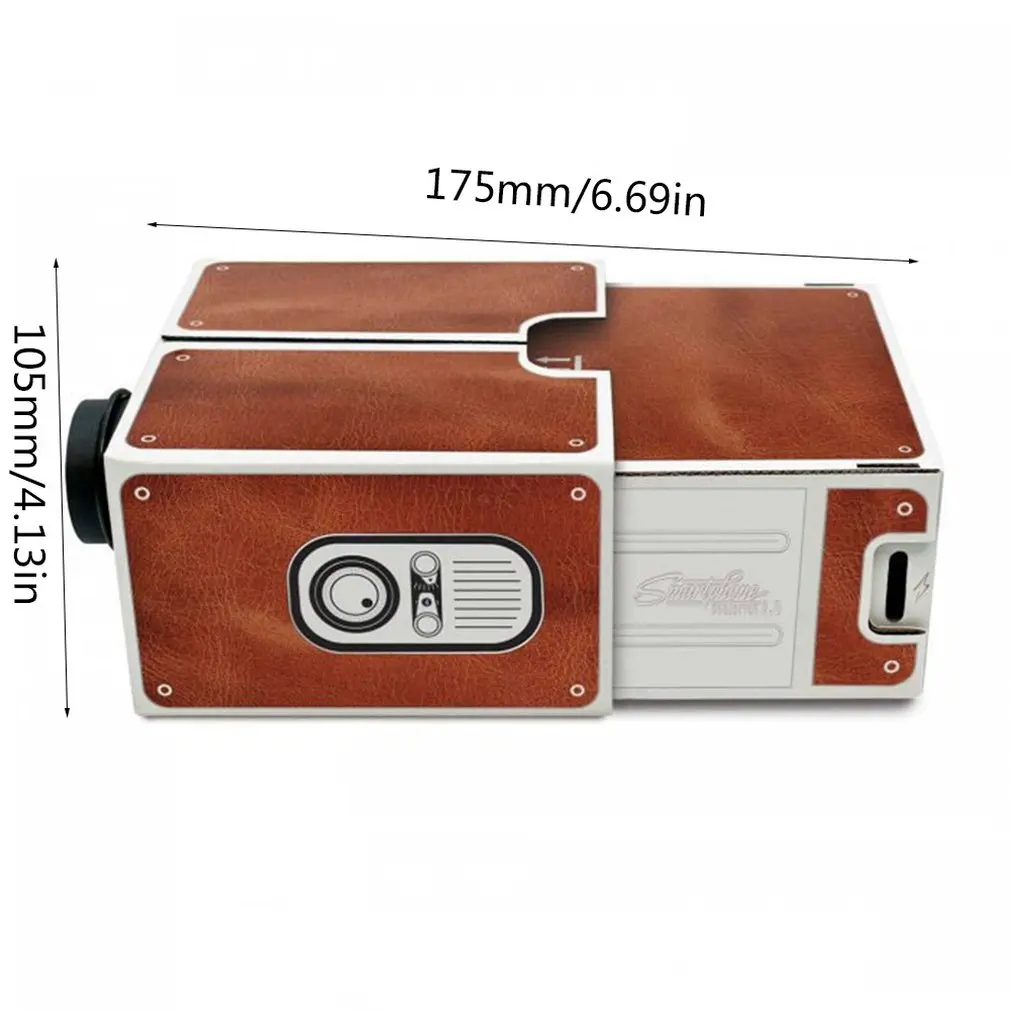 

Mini Portable Cardboard Smart Phone Projector 2.0 Mobile Phone Projection for Home Theatre Audio & Video Projector ACEHE