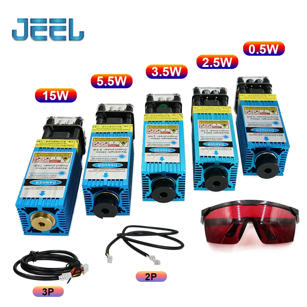 

2.5W/3.5W.5.5W 450nm 33mm Focusing Blue Laser Module Laser Engraving And Cutting TTL/PWM Control Laser Tube Diode+Glasses