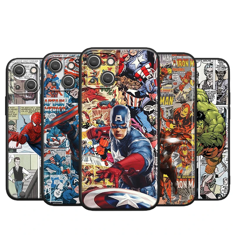 

Avengers America Captain Marvel for Apple iPhone 13 12 11 Pro Max Mini XS Max X XR 6S 6 7 8 Plus 5S SE2020 Soft Black Phone Case