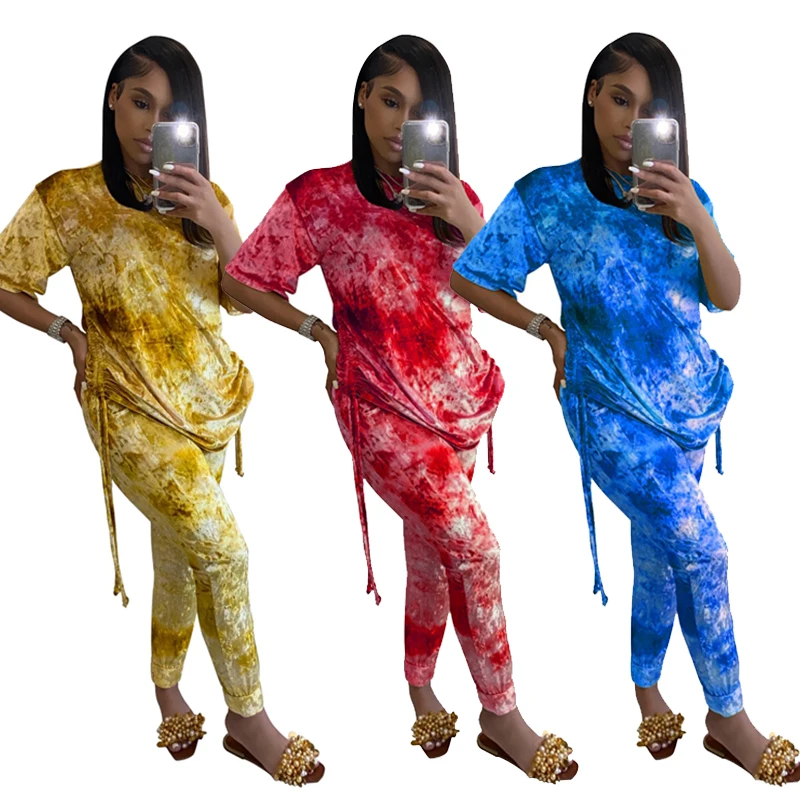 Женский Бархатный спортивный костюм повседневный комплект из двух предметов: