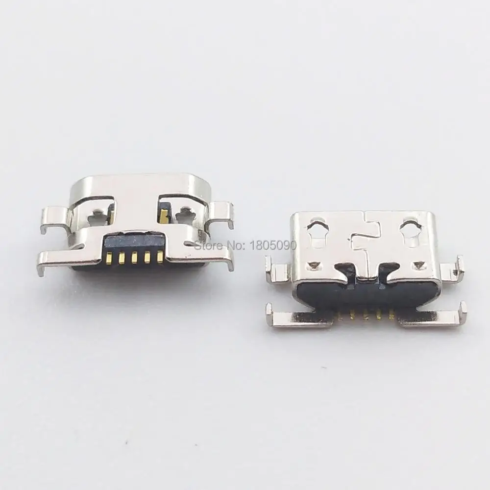 Мини разъем Micro USB 5pin с обратной вставкой плоский без завивки боковой гнездовой