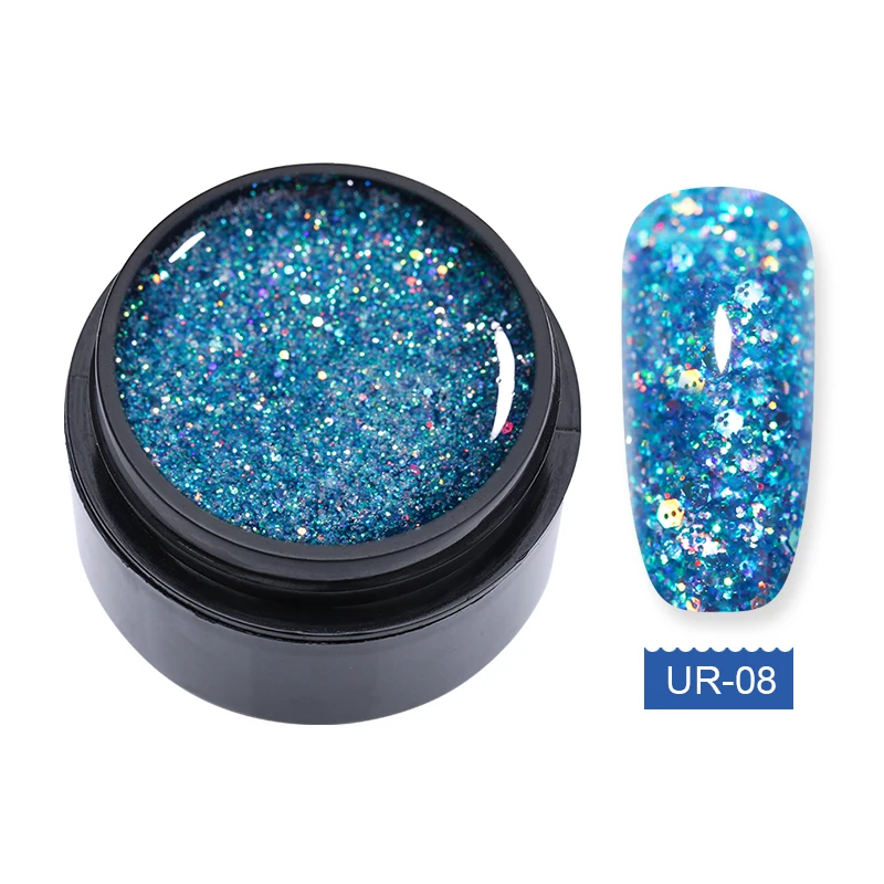Sequins 8 Ur Sugar, 15 мл, голографический блеск, полиэкстенсивный гель, французские ногти, прозрачный, Камуфляжный цвет, строитель, УФ-гель для ногтей, для наращивания пальцев - Цвет: Sequins 8