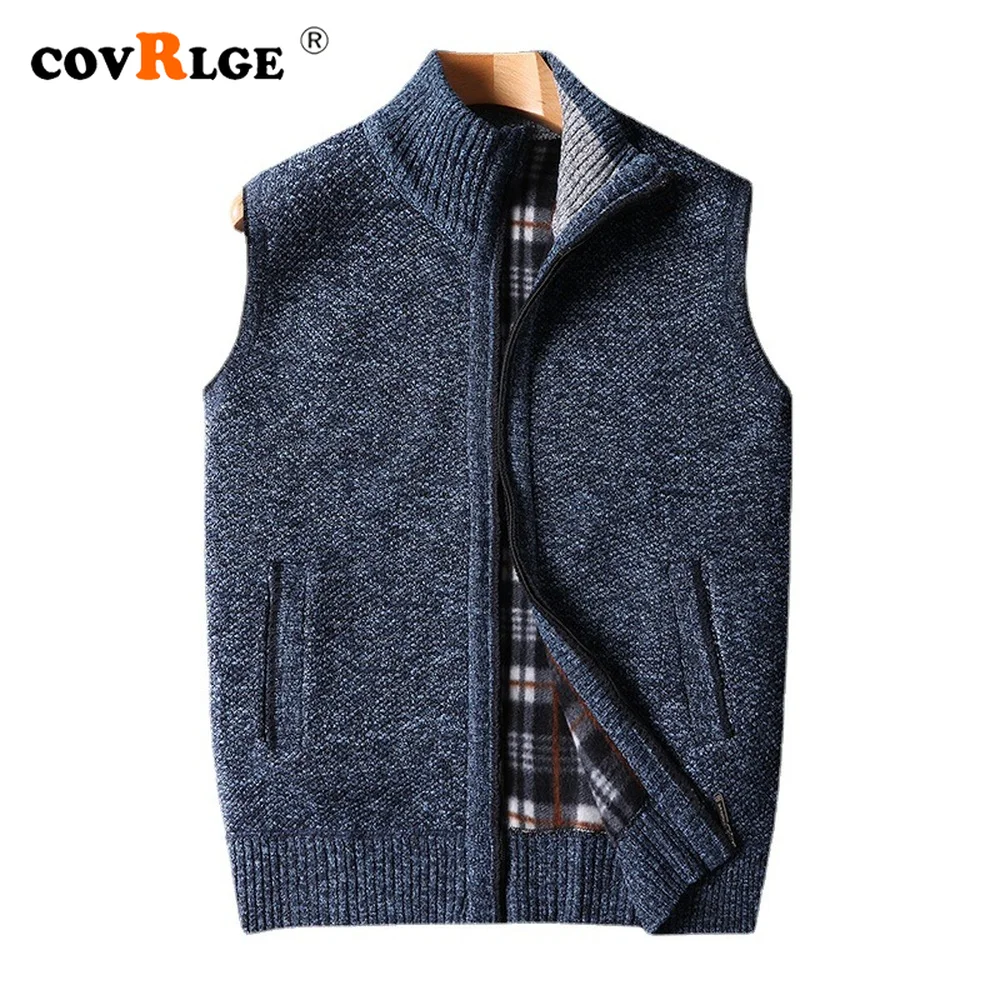 

Covrlge Men's Knit Sweater Line Spring Autumn Winter New Articles Warm Casual Sweater Vest Men Stylish Sweater Male MZB005