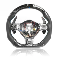 carbon fiber and perforated leather steering wheel for volkswagen golf mk6 gti r with mark button and led assembly