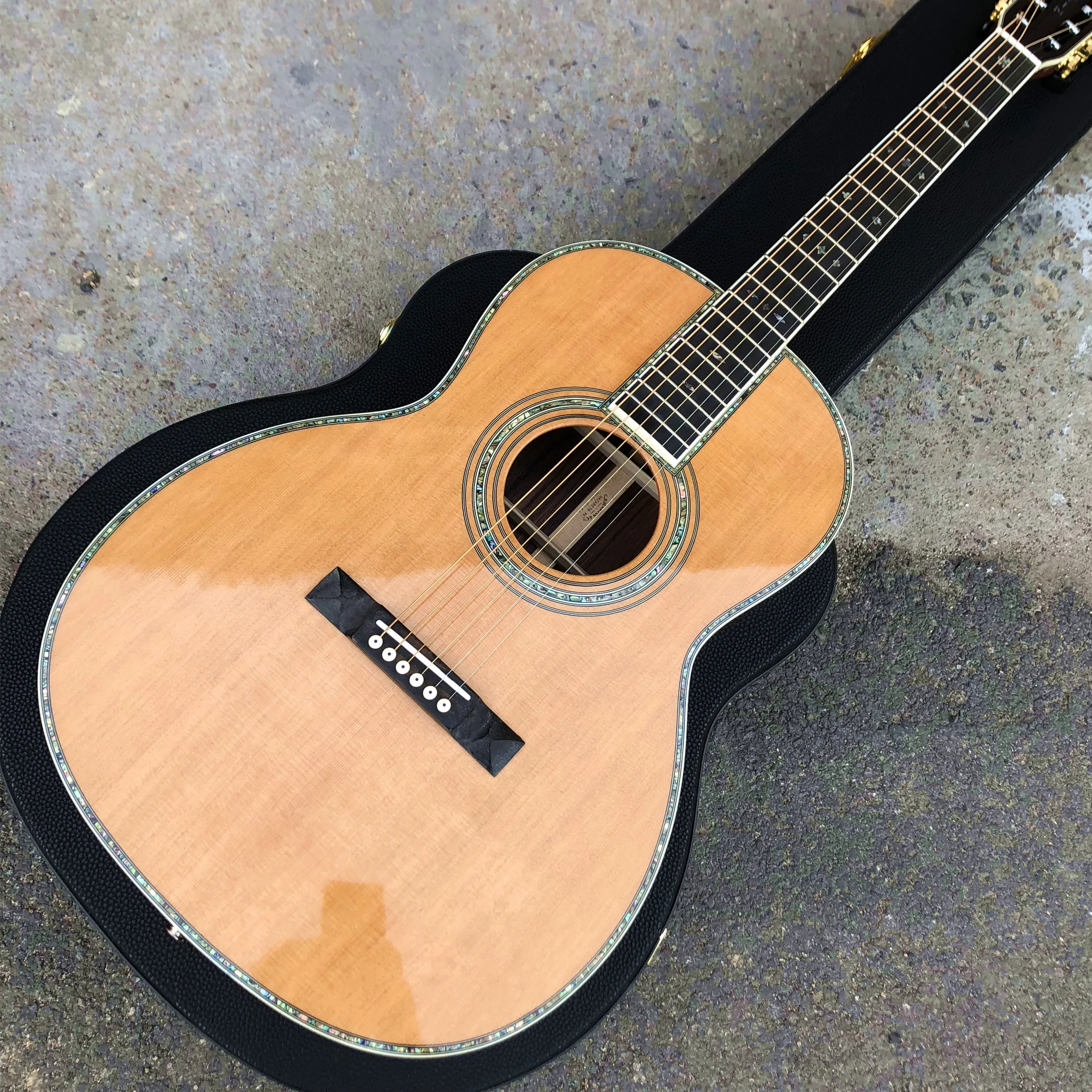 

Настоящая Акустическая гитара abalone типа 000, 39 дюймов, твердая кедровая гитара ooo, задняя и боковая гитара из розового дерева